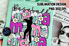 Floral Baseball Mama Sublimation PNG DTF, Pink Purple Product Image 1