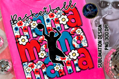 Floral Basketball Mama Sublimation PNG DTF, Blue Red Flowers Product Image 2