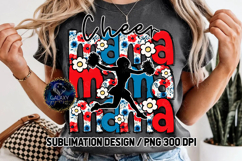 Floral Cheer Mama Sublimation PNG DTF, Blue Red Flowers Product Image 3