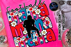 Floral Football Mama Sublimation PNG DTF, Blue Red Flowers Product Image 2
