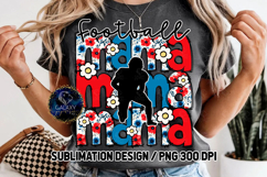 Floral Football Mama Sublimation PNG DTF, Blue Red Flowers Product Image 3