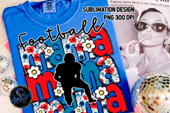 Floral Football Mama Sublimation PNG DTF, Blue Red Flowers Product Image 1