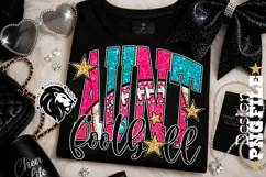 Pink Teal Football Aunt Sublimation PNG Product Image 3