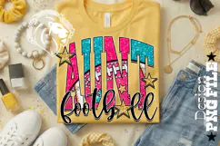 Pink Teal Football Aunt Sublimation PNG Product Image 2