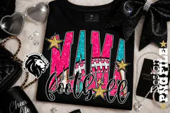 Pink Teal Football Mama Sublimation PNG Product Image 1