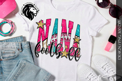 Pink Teal Football Nana Sublimation PNG Product Image 1