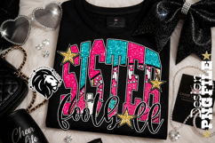 Pink Teal Football Sister Sublimation PNG Product Image 1