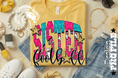 Pink Teal Football Sister Sublimation PNG Product Image 3