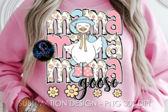 Floral Mama Goose Sublimation PNG DTF, Pink Blue Goose Product Image 2