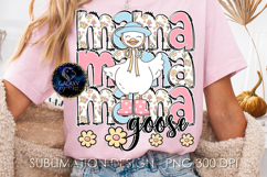 Floral Mama Goose Sublimation PNG DTF, Pink Blue Goose Product Image 1
