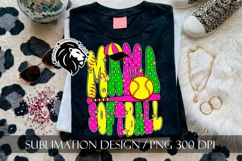 Green Pink Softball Mama Polka Dots Sublimation PNG Product Image 5