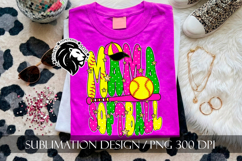 Green Pink Softball Mama Polka Dots Sublimation PNG Product Image 6