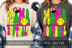Green Pink Softball Mama Polka Dots Sublimation PNG Product Image 7