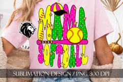 Green Pink Softball Mama Polka Dots Sublimation PNG Product Image 1
