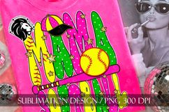 Green Pink Softball Mama Polka Dots Sublimation PNG Product Image 8