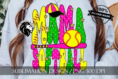 Green Pink Softball Mama Polka Dots Sublimation PNG Product Image 2