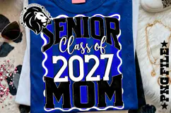 Striped Senior Mom Class 2027, Blue, DTF Design PNG Product Image 2