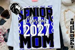 Striped Senior Mom Class 2027, Blue, DTF Design PNG Product Image 3