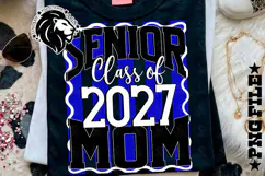 Striped Senior Mom Class 2027, Blue, DTF Design PNG Product Image 4