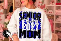Striped Senior Mom Class 2027, Blue, DTF Design PNG Product Image 1