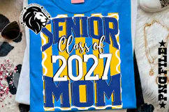 Striped Senior Mom Class 2027, Blue Yellow, DTF Design PNG Product Image 2