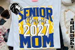 Striped Senior Mom Class 2027, Blue Yellow, DTF Design PNG Product Image 3