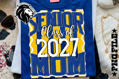 Striped Senior Mom Class 2027, Blue Yellow, DTF Design PNG Product Image 4