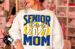 Striped Senior Mom Class 2027, Blue Yellow, DTF Design PNG Product Image 1
