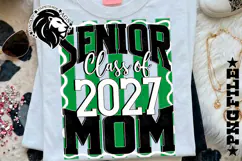 Striped Senior Mom Class 2027, Green, DTF Design PNG Product Image 2