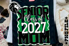Striped Senior Mom Class 2027, Green, DTF Design PNG Product Image 3
