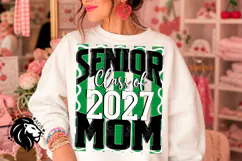 Striped Senior Mom Class 2027, Green, DTF Design PNG Product Image 1