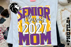 Striped Senior Mom Class 2027, Purple Yellow, DTF Design PNG Product Image 2