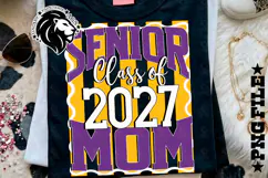 Striped Senior Mom Class 2027, Purple Yellow, DTF Design PNG Product Image 3