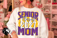 Striped Senior Mom Class 2027, Purple Yellow, DTF Design PNG Product Image 1