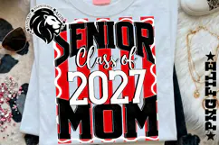 Striped Senior Mom Class 2027, Red, DTF Design PNG Product Image 2