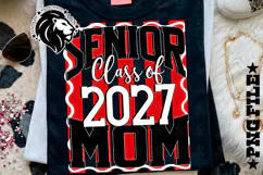 Striped Senior Mom Class 2027, Red, DTF Design PNG Product Image 3