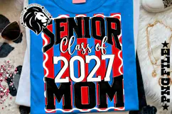 Striped Senior Mom Class 2027, Red, DTF Design PNG Product Image 4