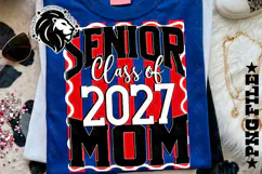 Striped Senior Mom Class 2027, Red, DTF Design PNG Product Image 5
