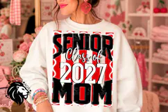 Striped Senior Mom Class 2027, Red, DTF Design PNG Product Image 6