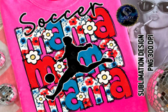 Floral Soccer Mama Sublimation PNG DTF, Blue Red Flowers Product Image 2