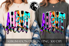 Coquette Neon Soccer Aunt Sublimation PNG Product Image 7