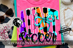 Coquette Neon Soccer Aunt Sublimation PNG Product Image 8