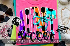 Coquette Neon Soccer Aunt Sublimation PNG Product Image 8