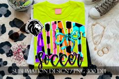 Coquette Neon Soccer Aunt Sublimation PNG Product Image 9
