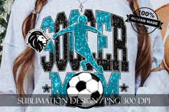 Soccer Mom Sublimation PNG, Blue Black Glitter Product Image 1
