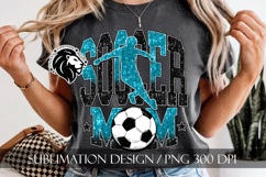Soccer Mom Sublimation PNG, Blue Black Glitter Product Image 5