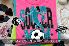 Soccer Mom Sublimation PNG, Blue Black Glitter Product Image 6