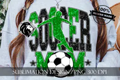 Soccer Mom Sublimation PNG, Green Black Glitter Product Image 3