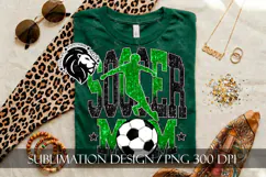 Soccer Mom Sublimation PNG, Green Black Glitter Product Image 4
