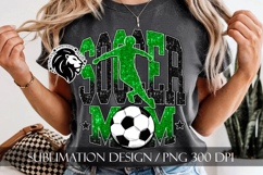 Soccer Mom Sublimation PNG, Green Black Glitter Product Image 5